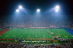 Interior of football stadium