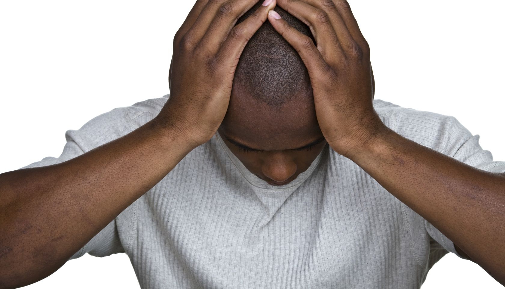 Discouraged man sitting in front of a computer