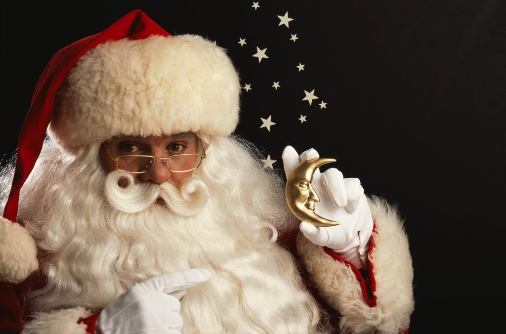 Santa Claus with Moon Ornament