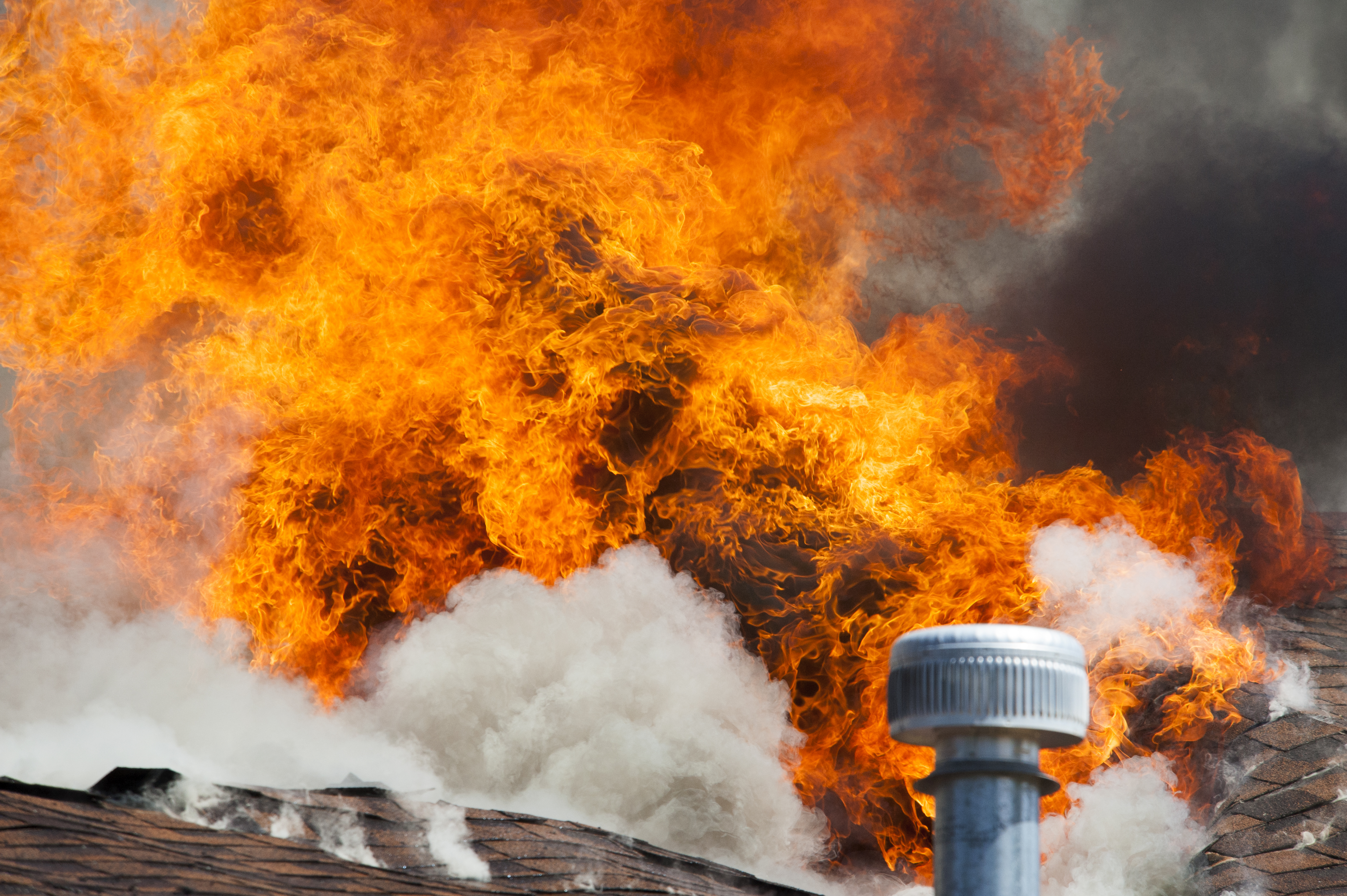 Flames of intense house fire