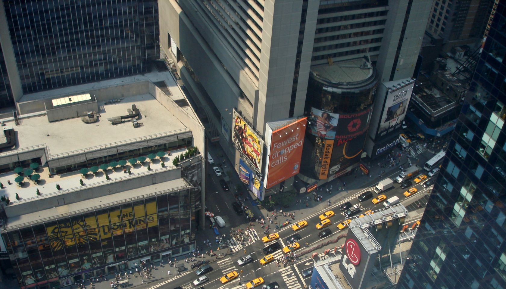 Aerial view of Times Square, New York, NY, USA