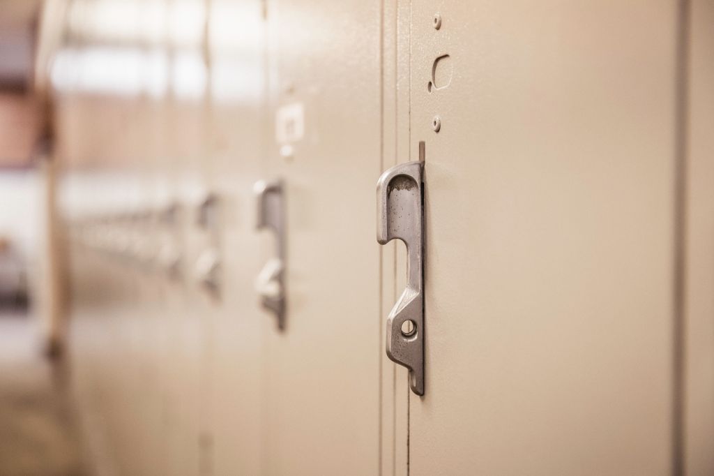 Close up of high school lockers