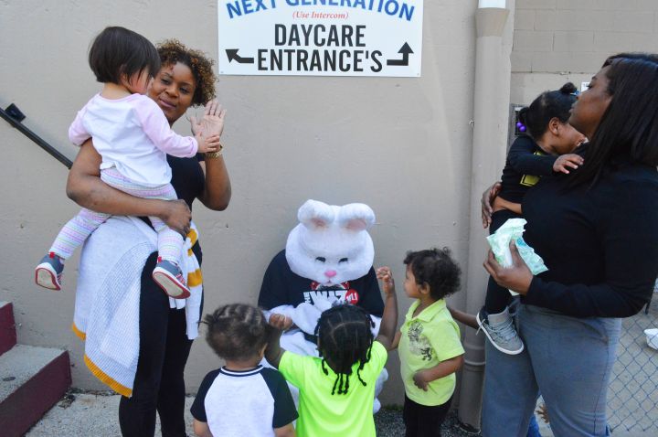 Tropikana and the Easter Bunny visit Next Generation Daycare