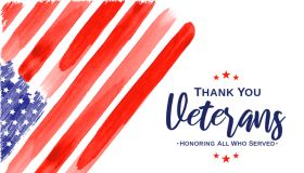 Veterans Day. Thank You Veterans. Watercolor USA flag. Vector