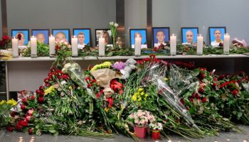 Mourners pay tribute to victims of UIA plane crash in Iran at Boryspil International Airport