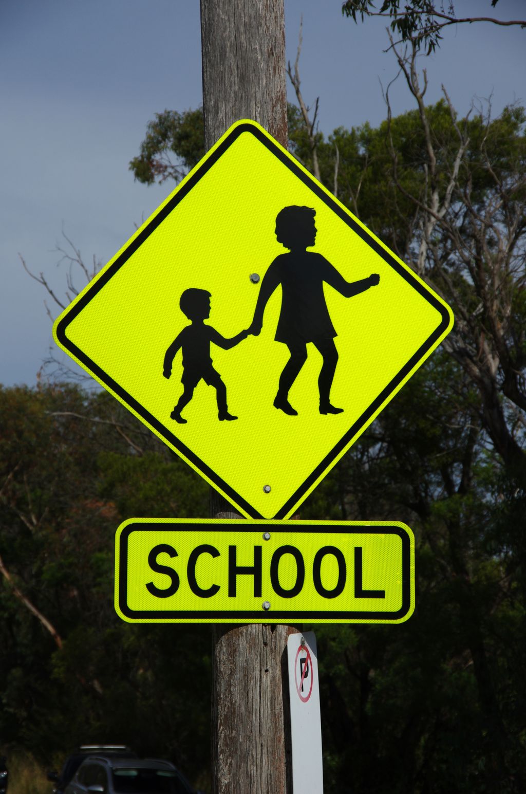 School crossing road warning sign