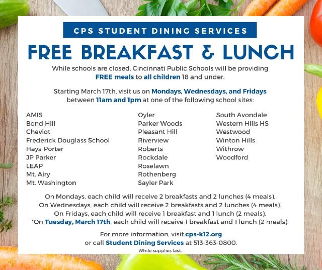 Cincinnati Public Schools Lunch for Coronavirus Plan