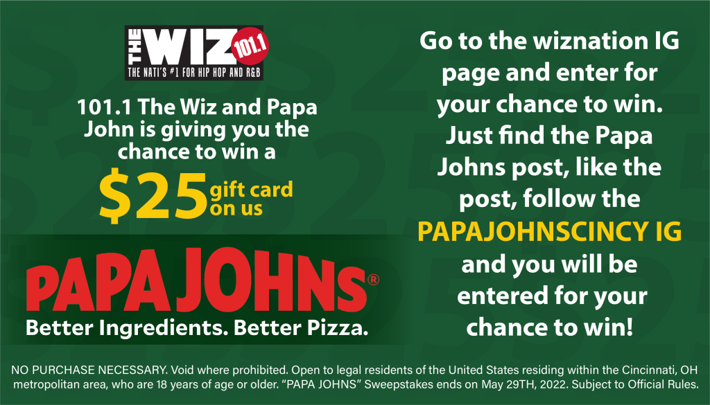 Papa Johns Gift Card Giveaway WIZF