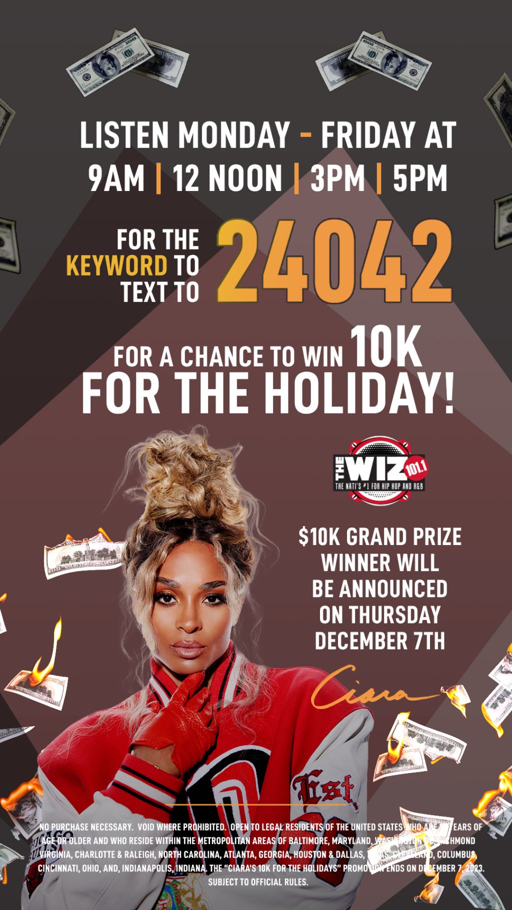 Ciara 10k For The Holidays Promotion Banner