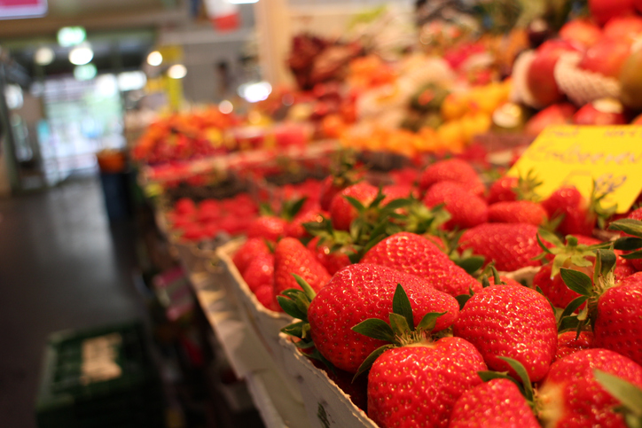 Strawberries in a supermarket in Frankfurt, Germany