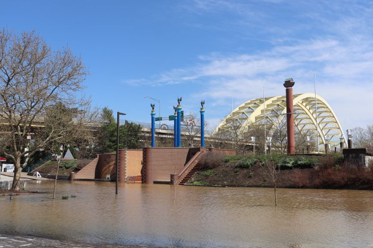 2025 Ohio River Flooding Downtown Cincinnati