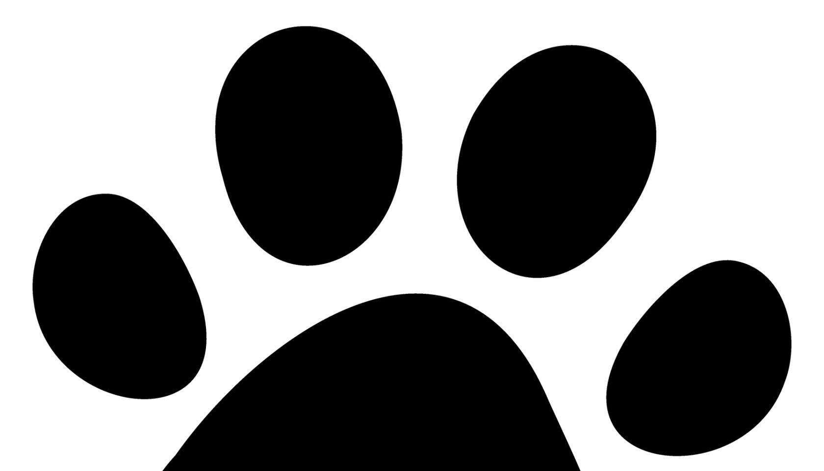 Bold black paw print icon on white background. Simple, minimalist design perfect for pet-related websites,s, apps, and social media.
