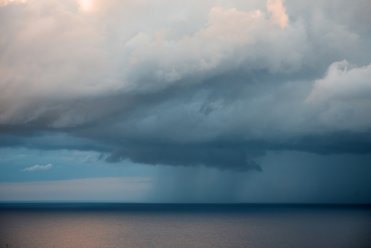 big thunderstorm at sea