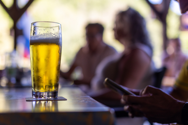 Warm outdoor bar setting, Comfortable pub environment