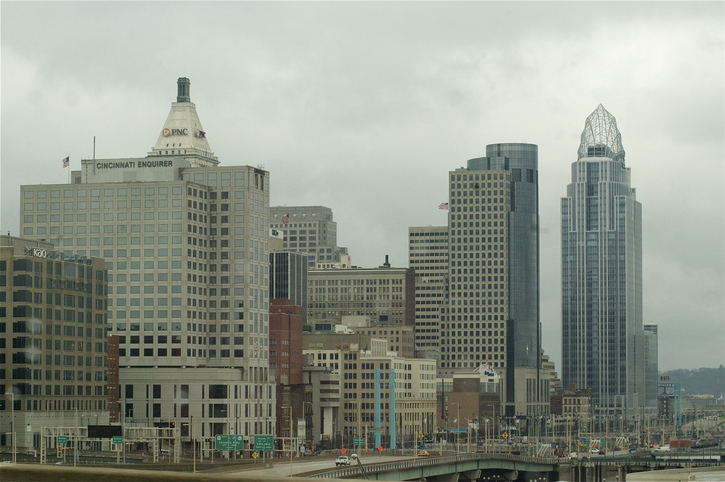 View of Cincinnati skyline. Cincinnati is the 3rd largest city in Ohio and 65th largest city in the USA.