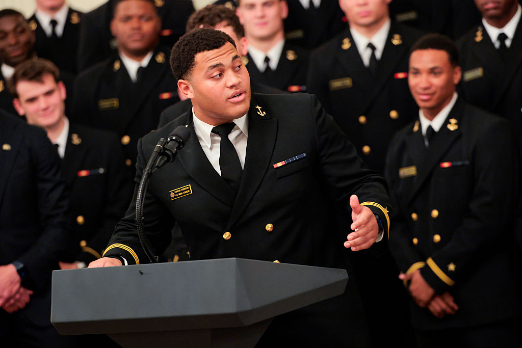 President Trump Presents Commander-in-Chief Trophy To The U.S. Naval Academy Football Team